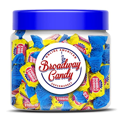 Broadway Candy Bonbonglas 350g - Dubble Bubble Original Flavour Bubble Gum - Einzeln verpackte amerikanische Süßigkeiten - ca. 50 Stück von Broadway candy