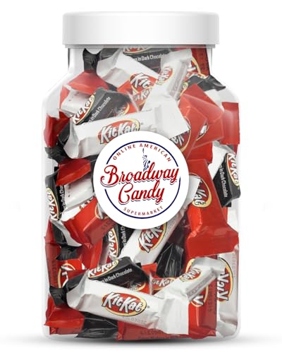 Broadway Candy Bonbonglas 750 g – Kitkat sortierte Miniaturen – knusprige Waffeln in einer Auswahl von dunkler, milchiger und weißer Schokolade – einzeln verpackte Leckereien in Biss-Größe – ca. 110 von Broadway candy