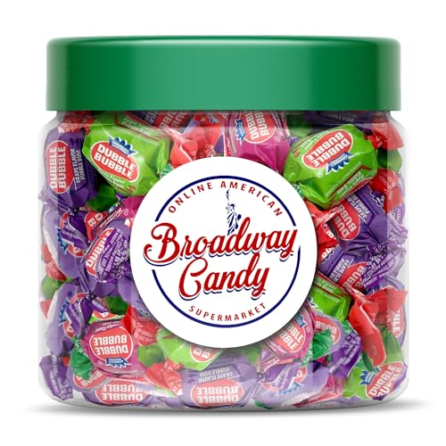 Broadway Candy Bonbonglas 450g - Dubble Bubble 3 Flavour Twist Bubble Gum Jar - Flavourful Bubble Gum Kaugummi Bulk - Einfach zu blasen Blasen - ca. 60 Stück von Broadway candy