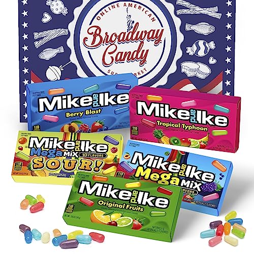 Mike & IKE Broadway Candy Amerikanische Süßigkeiten - Premium Amerikanische Süßigkeiten Box mit Kaubonbons - American Candy Kaubonbons mit Fruchtgeschmack für Jeden Anlass von Broadway candy