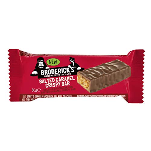 Broderick's Schoko & gesalzenes Karamell Reis Crispy Bar, Gesalzener Karamell, 50 gramm (Packung mit 6) von Broderick's