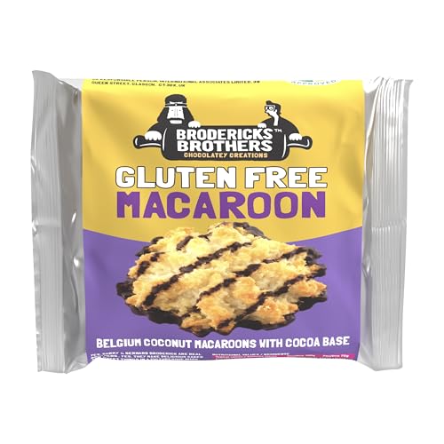 Brodericks glutenfreie Macaroons 12 x 70 g - Tropische Süße von Kokosnuss mit einem leckeren Schokoladenboden von Broderick's
