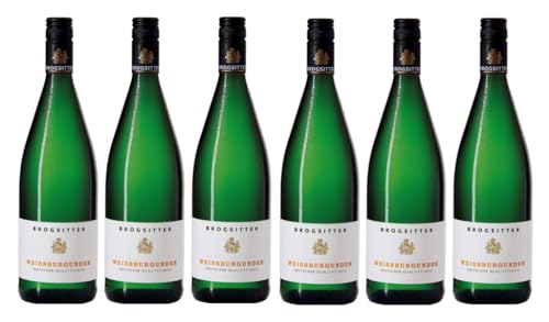 6x 1,0l - 2022er - Brogsitter - Weißburgunder - mild - LITER - Qualitätswein Rheinhessen - Deutschland - Weißwein mild von Brogsitter