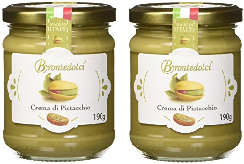 2 Stück - Brontedolci Pistaziencreme süß mit 40% Pistazien aus Sizilien (Ätna) 2x 190g von Brontedolci