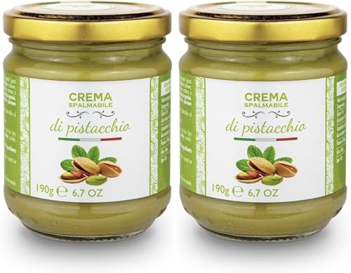 2 Stück - Brontedolci Pistaziencreme süß mit 40% Pistazien aus Sizilien (Ätna) 2x 190g von Brontedolci