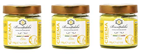 3x Brontedolci Crema Spalmabile al gusto di Limone Streichcreme mit Zitronengeschmack 190g in Glas aus Sizilien mit italienischen Zitronen von Brontedolci