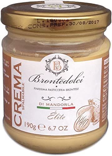3x Brontedolci Crema Spalmabile di Mandorle Streichfähige Mandelcreme 190g in Glas aus Sizilien mit 40% Mandeln von Brontedolci