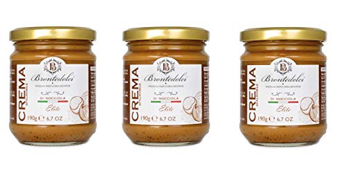 3x Brontedolci Crema Spalmabile di Nocciola Streichfähige Haselnusscreme 190g in Glas aus Sizilien mit 40% Haselnüssen von Brontedolci