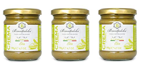 3x Brontedolci Crema Spalmabile di Pistacchio ELITE Streichfähige Pistaziencreme 190g in Glas aus Sizilien mit 40,5% Pistazie von Brontedolci