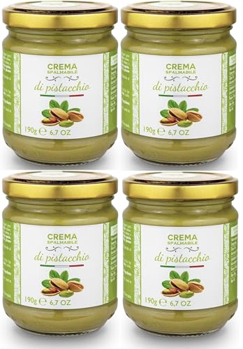4 Stück Brontedolci - Pistaziencreme mit 40% Pistazien - Aus Sizilien (Ätna) - 4x 190g von Brontedolci