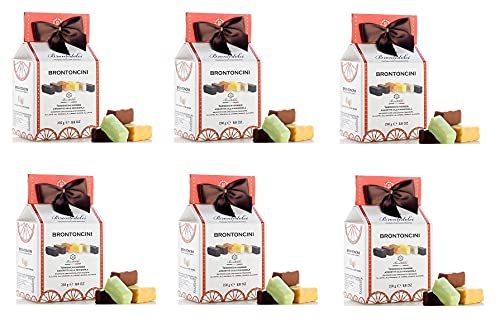 6x Brontedolci Brontoncini Torroncini Morbidi Assortiti alla Mandorla Weiches Nougat mit Mandel Verschiedene Sorten 250g von Brontedolci