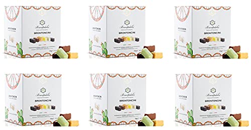 6x Brontedolci Brontoncini Torroncini Morbidi Assortiti alla Mandorla Weiches Nougat mit Mandel Verschiedene Sorten 350g von Brontedolci