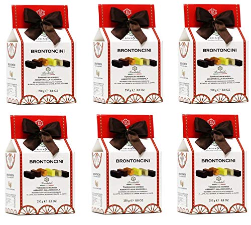 6x Brontedolci Brontoncini Torroncini Morbidi Assortiti alla Mandorla Weiches Nougat mit Mandeln verschiedene Sorten 250g Italienisches Produkt aus Sizilien von Brontedolci