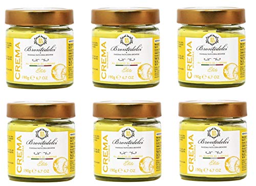 6x Brontedolci Crema Spalmabile al gusto di Limone Streichcreme mit Zitronengeschmack 190g in Glas aus Sizilien mit italienischen Zitronen von Brontedolci