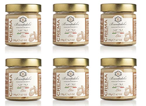 6x Brontedolci Crema Spalmabile di Mandorle Streichfähige Mandelcreme 190g in Glas aus Sizilien mit 40% Mandeln 6x Brontedolci Crema Spalmabile di Mandorle Streichfähige Mandelcreme 190g in Glas aus Sizilien mit 40% Mandeln von Brontedolci