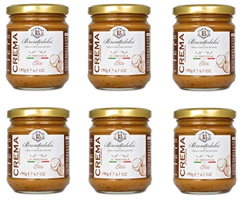 6x Brontedolci Crema Spalmabile di Nocciola Streichfähige Haselnusscreme 190g in Glas aus Sizilien mit 40% Haselnüssen von Brontedolci