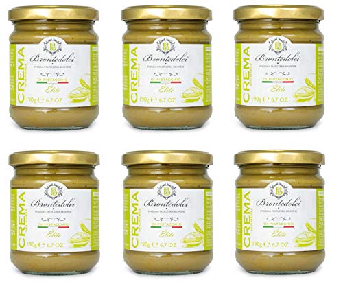 6x Brontedolci Crema Spalmabile di Pistacchio ELITE Streichfähige Pistaziencreme 190g in Glas aus Sizilien mit 40,5% Pistazie von Brontedolci