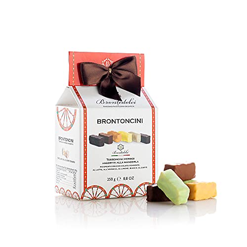 Brontedolci Brontoncini Torroncini Morbidi Assortiti alla Mandorla Weiches Nougat mit Mandel Verschiedene Sorten 250g von Brontedolci