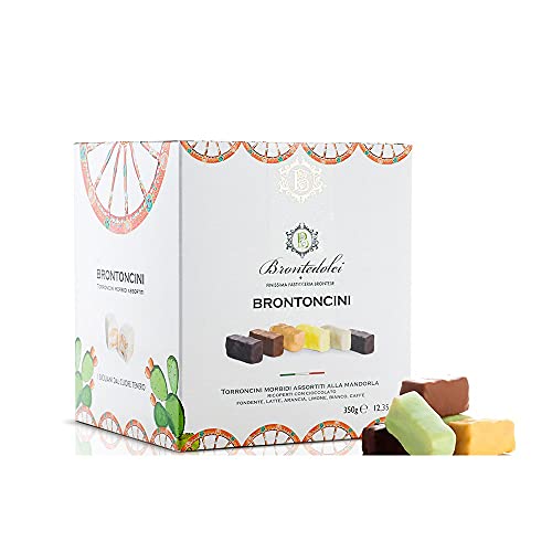 Brontedolci Brontoncini Torroncini Morbidi Assortiti alla Mandorla Weiches Nougat mit Mandel Verschiedene Sorten 350g von Brontedolci