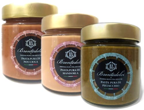 Brontedolci - Reine Pistazienpaste - reine Haselnusspaste - reine Mandelpaste - 3 x 190 g. Brontedolci - Reine Pistazienpaste - reine Haselnusspaste - reine Mandelpaste - 3 x 190 g. von Brontedolci