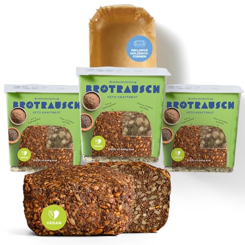 Brotrausch Keto Brotbackmischung Low Carb (3x400g) | Kohlenhydratarmes Brot nur 1,2gr je Scheibe, ohne Getreide, proteinreich, Eiweißbrot, ballaststoffreich Brotrausch Keto Brotbackmischung Low Carb (3x400g) | Kohlenhydratarmes Brot nur 1,2gr je Scheibe, ohne Getreide, proteinreich, Eiweißbrot, ballaststoffreich von Brotrausch