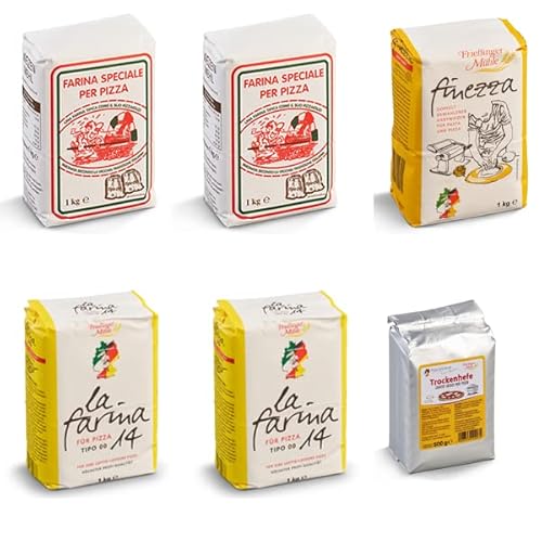 2x 1kg Frießinger Pizzamehl Tipo 00 + 2x 1kg La Farina 14 + 1kg Finezza Semola Rimacinata + 500g Frießinger Trockenhefe 2x 1kg Frießinger Pizzamehl Tipo 00 + 2x 1kg La Farina 14 + 1kg Finezza Semola Rimacinata + 500g Frießinger Trockenhefe von Brotzutaten