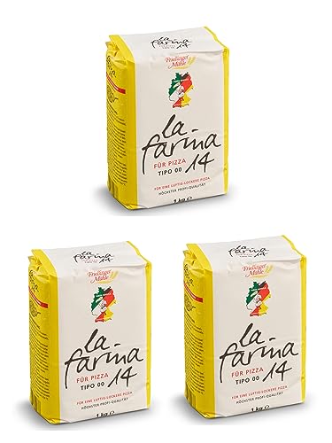 3x 1kg Pizzamehl Tipo 00 "La Farina 14" Frießinger Mühle von Brotzutaten einfach gutes Brot backen