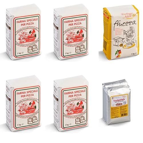 4x 1kg Frießinger Pizzamehl Tipo 00 + 1kg Finezza Semola Rimacinata + 500g Frießinger Trockenhefe 4x 1kg Frießinger Pizzamehl Tipo 00 + 1kg Finezza Semola Rimacinata + 500g Frießinger Trockenhefe von Brotzutaten