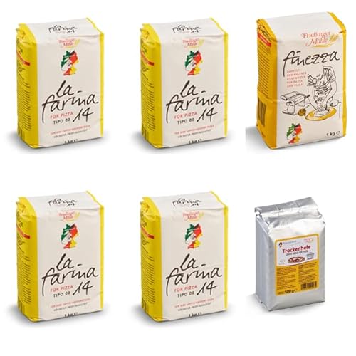 4x 1kg La Farina 14 + 1kg Finezza Semola Rimacinata + 500g Frießinger Trockenhefe 4x 1kg La Farina 14 + 1kg Finezza Semola Rimacinata + 500g Frießinger Trockenhefe von Brotzutaten
