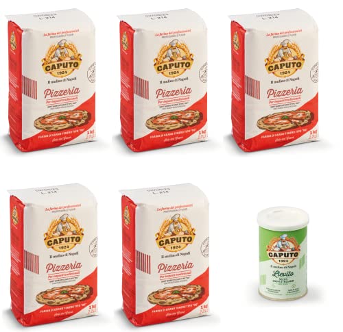 5x 1kg Caputo Pizzeria Pizzamehl Tipo 00 + 1x 100gr Caputo Lievito Secco (Trockenhefe) von Brotzutaten