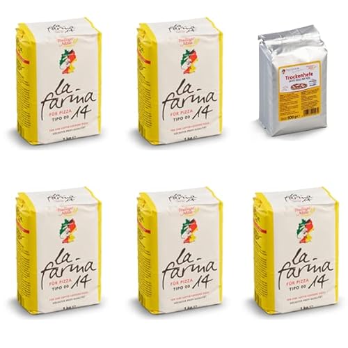5x 1kg La Farina 14 + 500g Frießinger Trockenhefe 5x 1kg La Farina 14 + 500g Frießinger Trockenhefe von Brotzutaten