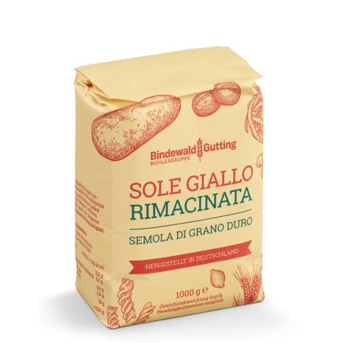 Sole Giallo Rimacinata, Semola Di Grano Duro, 10x1kg Hartweizenmehl, Pasatmehl, Nudelmehl, perfekt geeignet für Nudelmaschinen von Brotzutaten