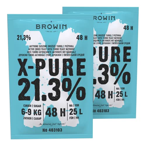 2x Turbohefe X-Pure Hefe hochqualitative Gärhefe bis 21,3% Alkohol in 48 h von Browin