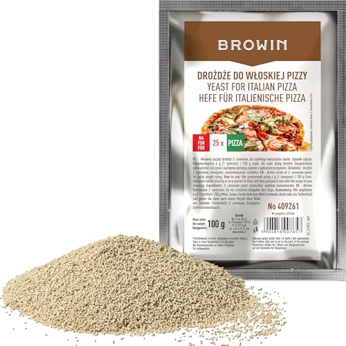 BROWIN® Trockenhefe 409261 für italienische Pizza, Focaccia, Brötchen, Pizzateig, Ciabatta, Kuchen oder Brot | Backhefe Instant Trocken Hefe Natürlich 100 g von Browin