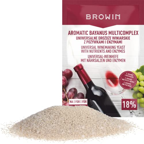 Browin 400404 Hefe + Nährsalz + Pektinase für Obstweine für 50 L Aromatic Bayanus Multicomplex Starterset für Wein, 40 g von Browin