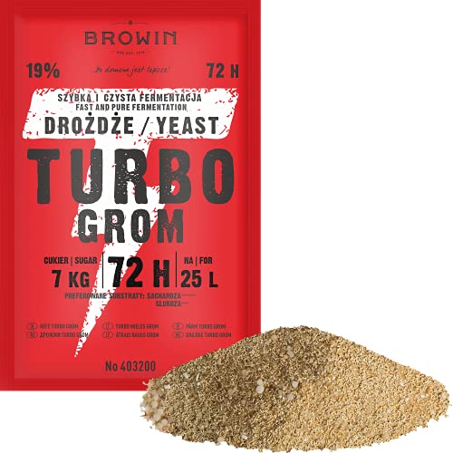 Browin 403200 Brennhefe Turbohefe Donner 72 h, 120 g, Alkohol bis 19%, schnelle Gärung - Alkohol 7-10 Tage, für 25 L, einfach zu verwendende Hefe für Alkohol Browin 403200 Brennhefe Turbohefe Donner 72 h, 120 g, Alkohol bis 19%, schnelle Gärung - Alkohol 7-10 Tage, für 25 L, einfach zu verwendende Hefe für Alkohol von Browin