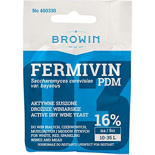 Fermvin Weinhefe 7g - PDM – Trocken Reinhefe | Naturhefe | Obstwein hefe | Hefenährsalz | Alkoholhefe Fermvin Weinhefe 7g - PDM – Trocken Reinhefe | Naturhefe | Obstwein hefe | Hefenährsalz | Alkoholhefe von Browin