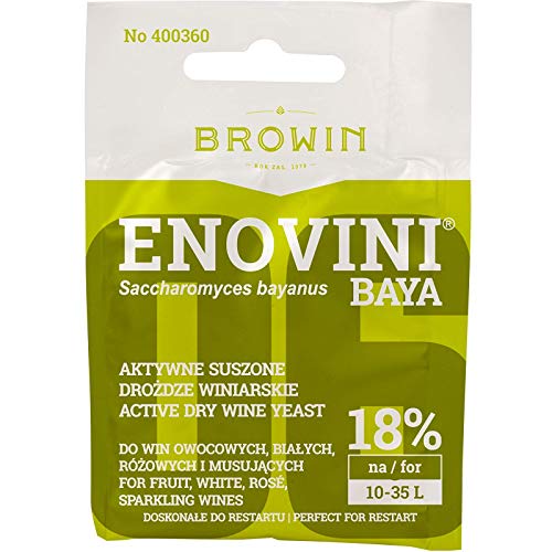 Trockenhefe ENOVINI Weinhefe - Baya 18% für starke Weine – Trocken Reinhefe | Naturhefe | Obstwein hefe | Hefenährsalz | Alkoholhefe Trockenhefe ENOVINI Weinhefe - Baya 18% für starke Weine – Trocken Reinhefe | Naturhefe | Obstwein hefe | Hefenährsalz | Alkoholhefe von Browin