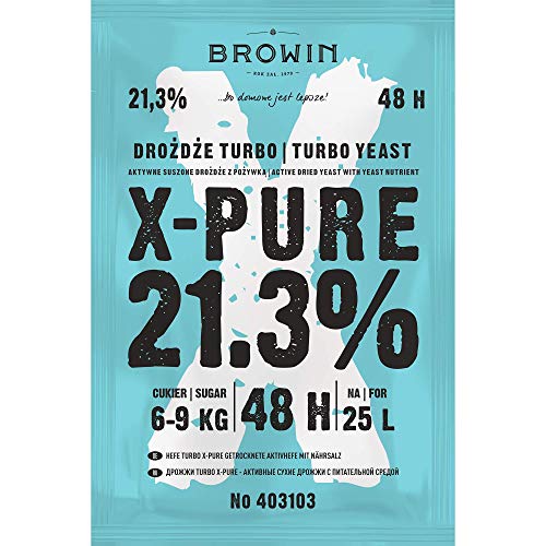 BROWIN® Turbo X-Pure Hefe 403103 | qualitative Gärhefe bis 21,3% Alkohol in 48h | für 25 L, für 6-9 kg Zucker, 135 g BROWIN® Turbo X-Pure Hefe 403103 | qualitative Gärhefe bis 21,3% Alkohol in 48h | für 25 L, für 6-9 kg Zucker, 135 g von Browin