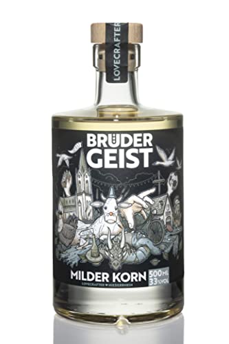 Brüdergeist Milder Korn | Fassgelagerter Weizenkorn | mind. 6 Monate in Limousin-Eiche gelagert | Extra Mild | Ausgezeichnete Premiumspirituose | Flasche=Unikat | Vom Niederrhein | 33% Vol. | 500ml von Brüdergeist