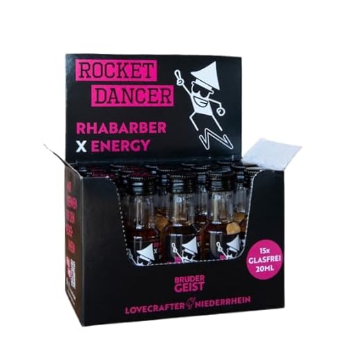 ROCKET DANCER - RHABARBER x ENERGY | Rhabarber-Likör mit Energy-Geschmack | 15% Vol. 15 x 20 ml | PET-Flasche | glasfrei feiern | Likör für Party, Konzerte und Festivals | ROCKET DANCER - RHABARBER x ENERGY | Rhabarber-Likör mit Energy-Geschmack | 15% Vol. 15 x 20 ml | PET-Flasche | glasfrei feiern | Likör für Party, Konzerte und Festivals | von Brüdergeist