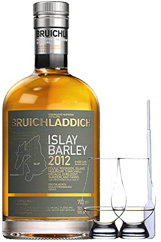 Bruichladdich Islay Barley Rockside Farm Unpeated Islay Single Malt Whisky 0,7 Liter + 2 Glencairn Gläser und Einwegpipette von Bruichladdich