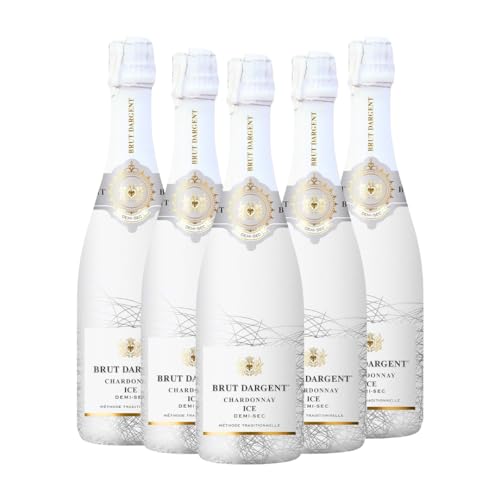 Brut Dagent Ice Chardonnay | 5er Set | Halbtrocken | Ausgewogene Süße & Säure | Apfel & Zitrusaromen | Ideal für Feiern | 12% vol | 750ml Flaschen von Brut Dargent