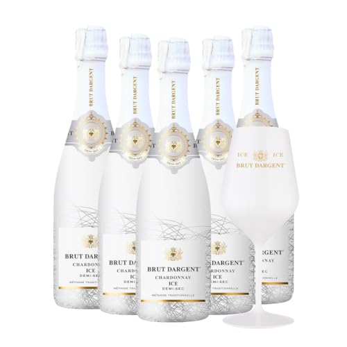 Brut Dargent Ice Chardonnay | 5 Flaschen + 1 limitiertes Acryl Glas gratis | Erfrischender Schaumwein | Ideal für besondere Anlässe | 750ml pro Flasche | Exklusives Genusserlebnis Brut Dargent Ice Chardonnay | 5 Flaschen + 1 limitiertes Acryl Glas gratis | Erfrischender Schaumwein | Ideal für besondere Anlässe | 750ml pro Flasche | Exklusives Genusserlebnis von Brut Dargent