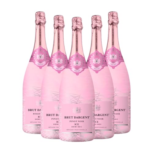 Brut Dargent Ice | Pinot Noir Rosé | 5er Pack | Erfrischender Schaumwein | Ideal für besondere Anlässe | Leicht & fruchtig | 11% vol | 750ml Flaschen von Brut Dargent