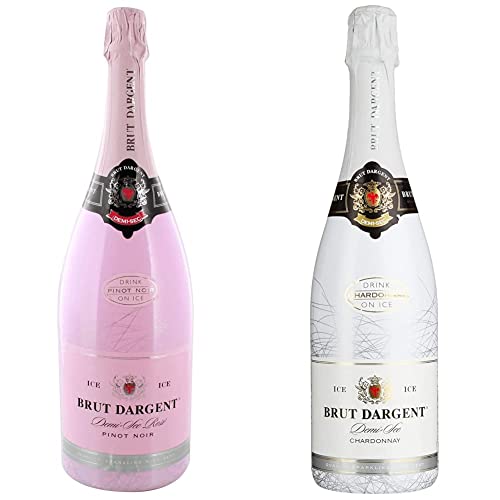 Brut Dargent Ice Rose Pinot Noir Demi-Sec Halbtrocken (1 x 1.5 l) & Ice Chardonnay Méthode Traditionnelle HalbTrocken Sekt (1 x 0.75 L) von Brut Dargent