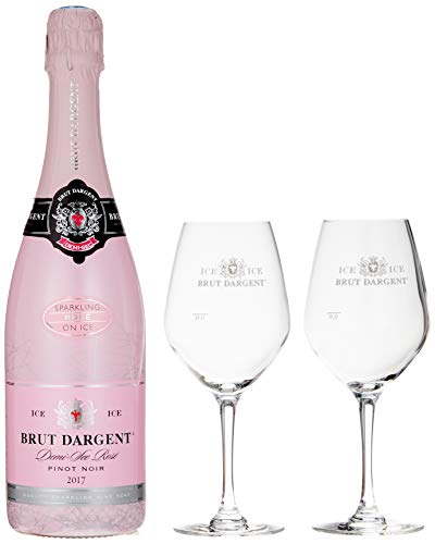 Geschenkset Brut Dargent Ice Rosé Pinot Noir Halbtrocken mit 2 Gläsern (1 x 0.75 l) von Brut Dargent