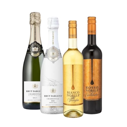 Weinpaket „Dolce Vita“ | 4x Edelweine | Rosso Nobile Cioccolata & Bianco Vaniglia, Brut Dargent Ice & Chardonnay Brut | 4x 750ml von Brut Dargent