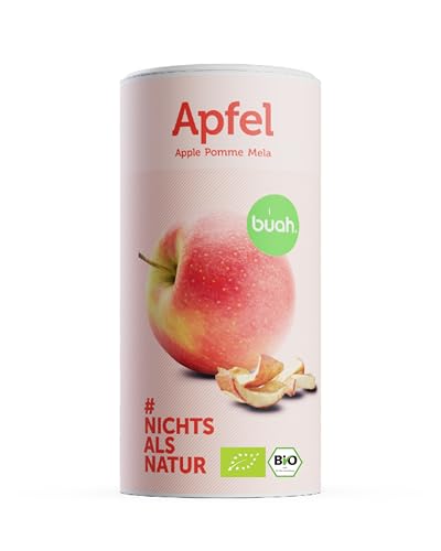 BUAH® Gefriergetrocknete Äpfel Bio | Getrockneter Apfel Bio ohne Zuckerzusatz | 100% Gefriergetrocknet Früchte (Vegan Glutenfrei Laktosefrei) | Idealer Snack (165g) von Buah