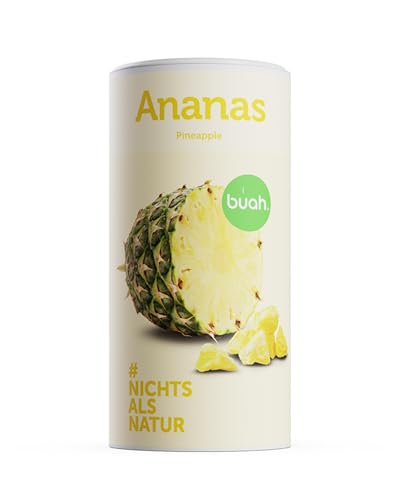 BUAH® Gefriergetrocknete Ananas | Ananas Chips als Snack oder für Müsli & Desserts | Idealer Süßigkeiten Ersatz | Vegan & ohne Zuckezusatz | 100% gefriergetrocknete Früchte | 200 g von Buah